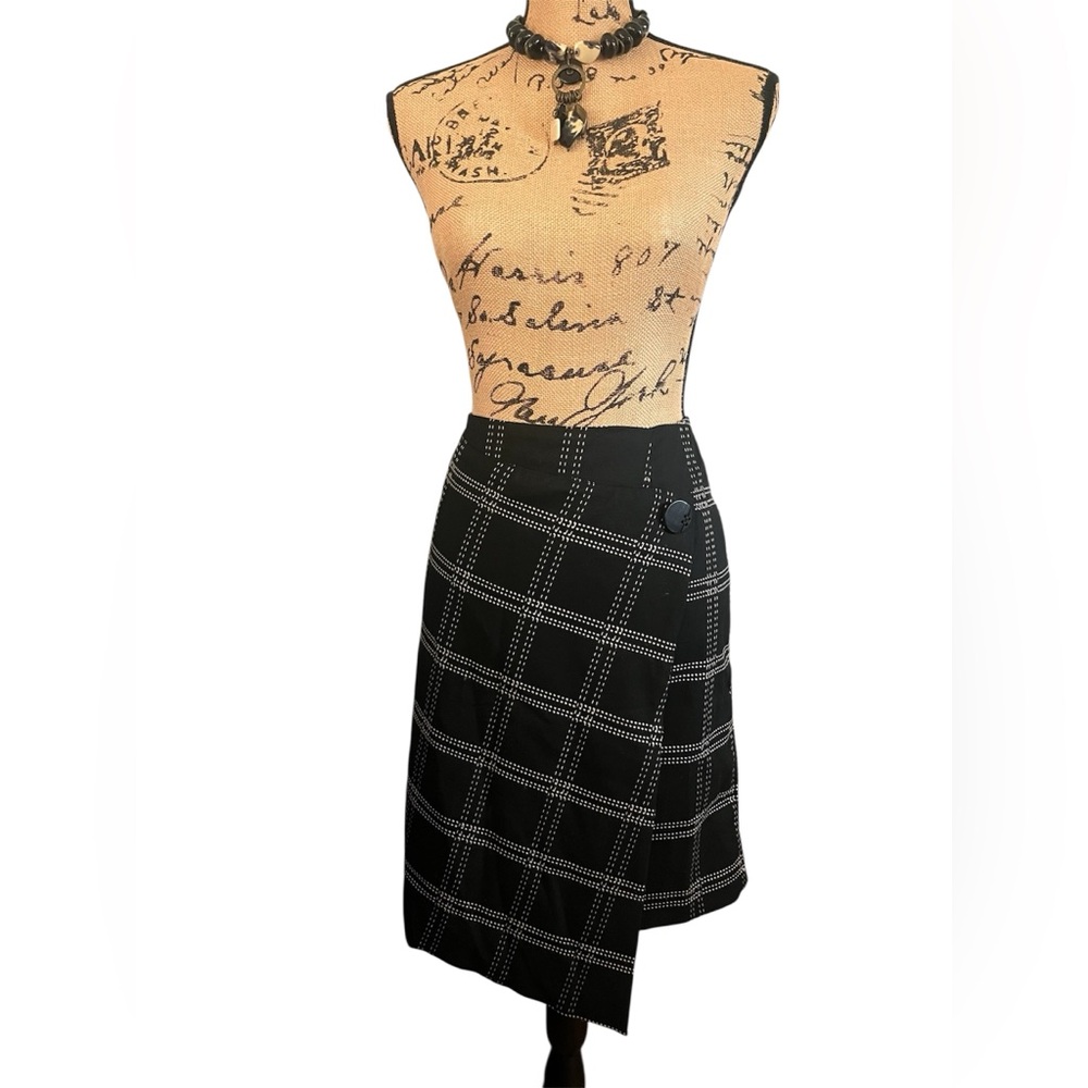 Monroe and Main asymmetric Chic Black and White Plaid Women's Skirt Size 12